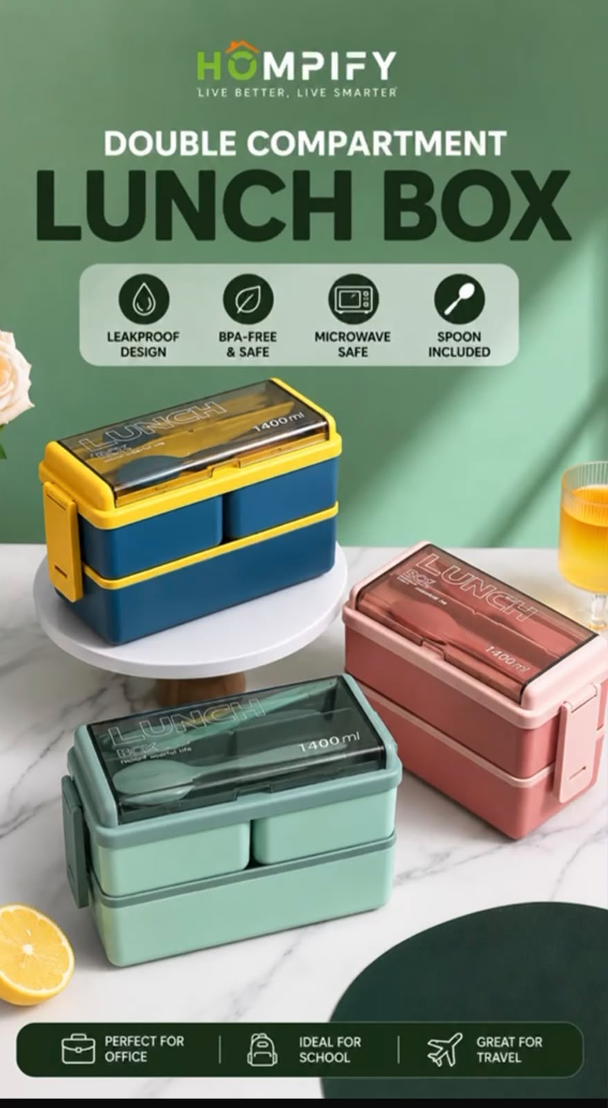 Double Compartment Microwave Lunch Box